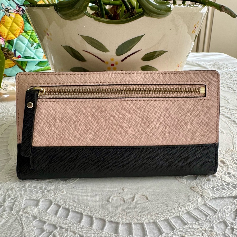 kate spade Two-Tone Pink & Black Saffiano Continental Wallet - Picture 2 of 7
